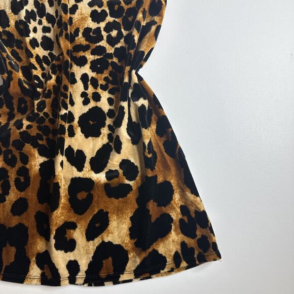 Forever 21 McBling Y2K Leopard Cheetah Velvet Mini Dress M Club Baddie Glam - Picture 6 of 11